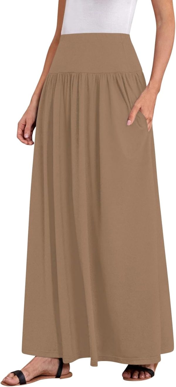 Sweet Hearts Maxi Skirts for Women with Pockets- Elastic Waist Casual Long Skirts XS-XL Made in USA