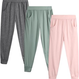 Sweet Hearts Girls Sweatpants - 3 Pack Girls\' Activewear High Waisted Jogger Pants with Pockets: Made in USA (Sizes: 5-18)