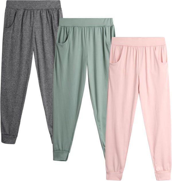Sweet Hearts Girls Sweatpants - 3 Pack Girls\' Activewear High Waisted Jogger Pants with Pockets: Made in USA (Sizes: 5-18)