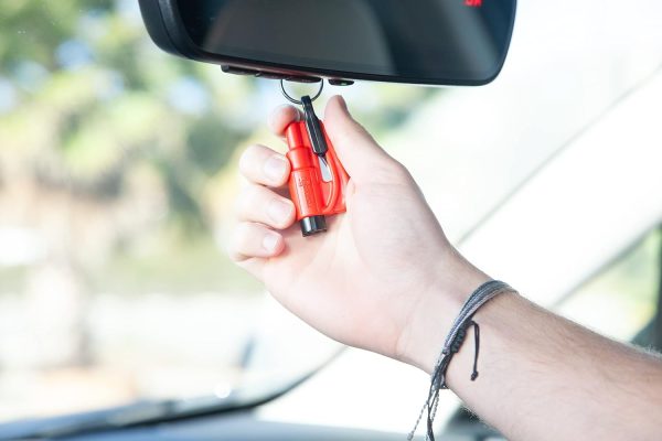 resqme The Original Emergency Keychain Car Escape Tool, 2-in-1 Seatbelt Cutter and Window Breaker, Made in USA, Family Pack of 3, Orange, Black, Pink - Compact Emergency Hammer - Image 2