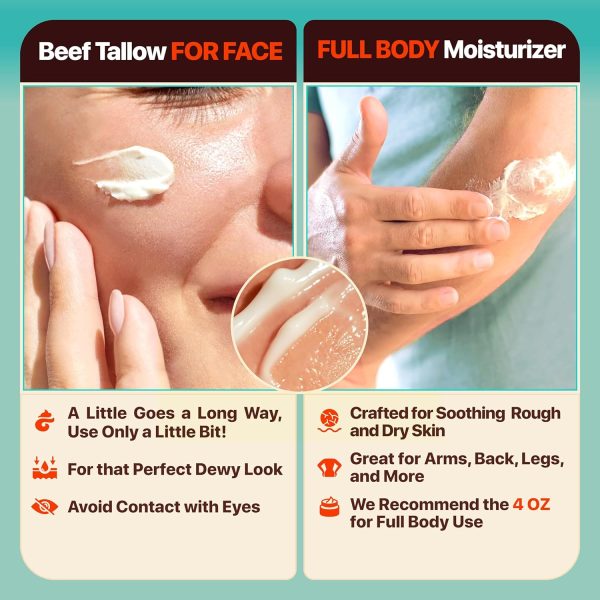 Beef Tallow for Skin - Moisturizer Cream - 100% Grass Fed - Whipped Beef Tallow - Organic Jojoba Oil - Organic Shea Butter - Supports Eczema, Rosacea+ - Made in USA - Citrus Breeze - 2 oz - Image 3