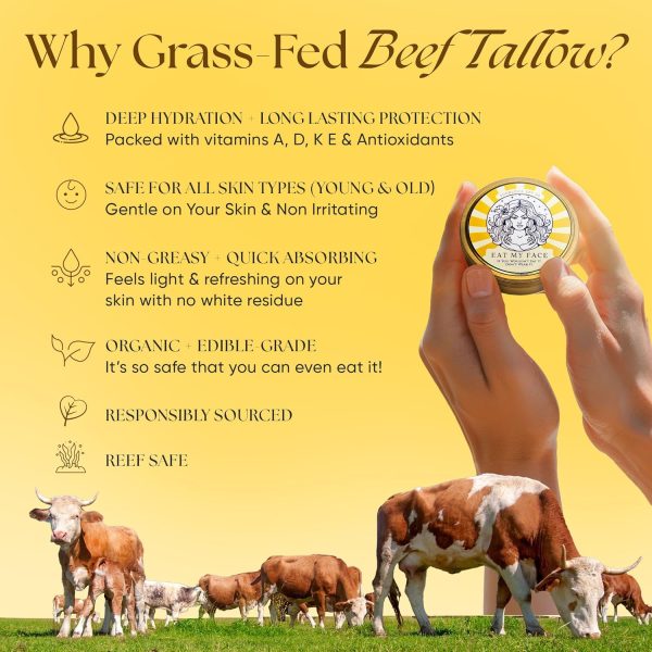 Beef Tallow Sunscreen Organic with Non Nano Zinc Oxide Formula for Daily Protection, 4oz Reef Safe Sunblock, SPF 30 All Natural Chemical Free Sunscreen, Made in USA, Natural Organic Sunblock for Skin - Image 6