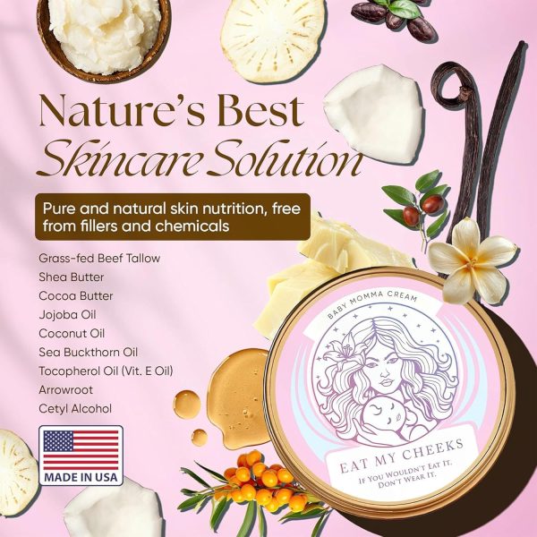 Baby Momma Cream and Natural Tallow Bar Soap Bundle - Grass-Fed Tallow for Babies & Moms - Unscented Moisturizing & Nourishing Handmade, Organic Ingredients for All Skin Types - 4 oz & 4.5 oz - Image 3
