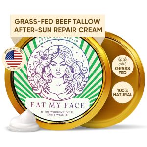 Eat My Face Grass Fed After Tallow & Aloe Sun Cream Repair, Beef Tallow for Skin with Shea, Cocoa Butter, Jojoba Oil, Sea Buckthorn, Vit E, 4.0 fl oz