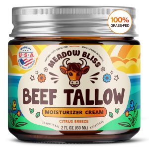 Beef Tallow for Skin - Moisturizer Cream - 100% Grass Fed - Whipped Beef Tallow - Organic Jojoba Oil - Organic Shea Butter - Supports Eczema, Rosacea+ - Made in USA - Citrus Breeze - 2 oz