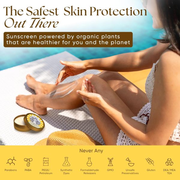 Beef Tallow Sunscreen Organic with Non Nano Zinc Oxide Formula for Daily Protection, 4oz Reef Safe Sunblock, SPF 30 All Natural Chemical Free Sunscreen, Made in USA, Natural Organic Sunblock for Skin - Image 4