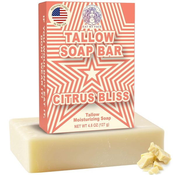 Eat My Face Natural Tallow Bar Soap Bundle - Moisturizing & Nourishing, Handmade with Grass-Fed Tallow, Organic Ingredients Safe for All Skin Types - Unscented, Citrus & Mint Scent - 4.5 oz - Image 4