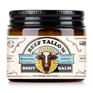 Beef Tallow and Honey Balm for Skin - Moisturizer Cream - 100% Grass Fed Whipped Beef Tallow - Herb Infused - Supports Eczema, Rosacea - Made in USA - Unscented - 2 oz