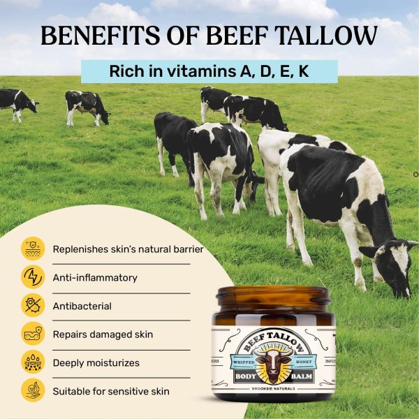Beef Tallow and Honey Balm for Skin - Moisturizer Cream - 100% Grass Fed Whipped Beef Tallow - Herb Infused - Supports Eczema, Rosacea - Made in USA - Unscented - 2 oz - Image 6