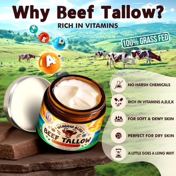 Beef Tallow for Skin - Moisturizer Cream - 100% Grass Fed - Whipped Beef Tallow - Organic Jojoba Oil - Organic Shea Butter - Supports Eczema, Rosacea+ - Made in USA - Citrus Breeze - 2 oz - Image 6
