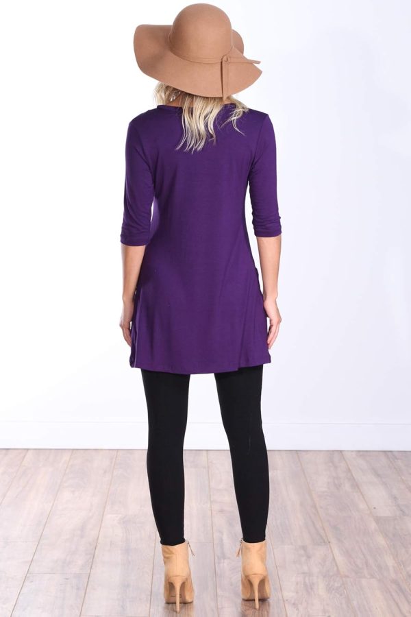 Popana Womens 3/4 Sleeve Tunic Top with Pockets - Made in USA Long Shirts to Wear with Leggings - Tunic Pullover for Women - Image 4