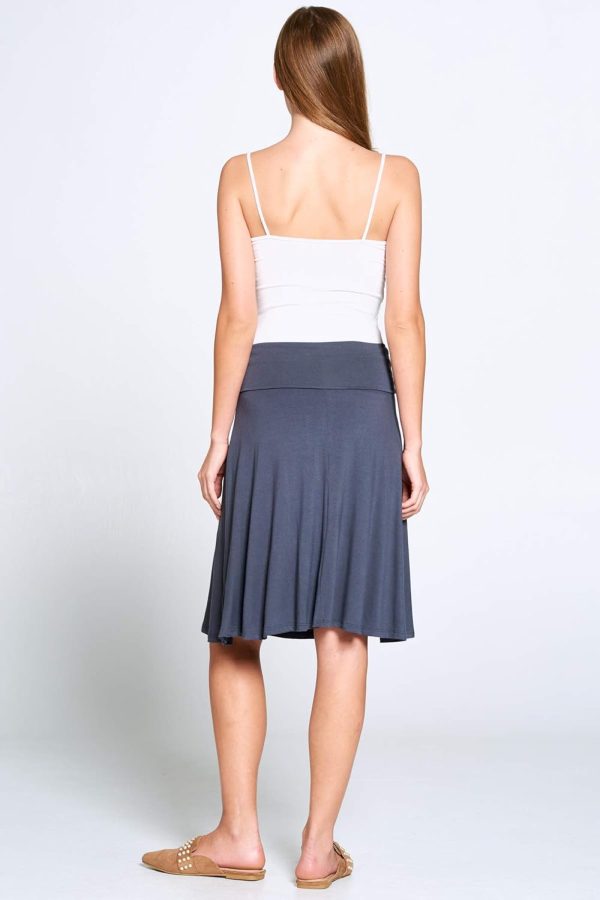 Popana Made in USA Womens Casual Knee Length A-Line Stretch Midi Skirt Plus Size - Image 5