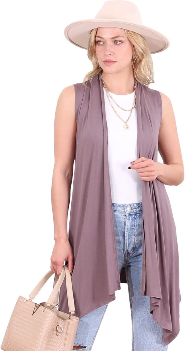 Popana Womens Sleeveless Lightweight Summer Open Front Long Duster Cardigan Vest Plus Size Made in USA