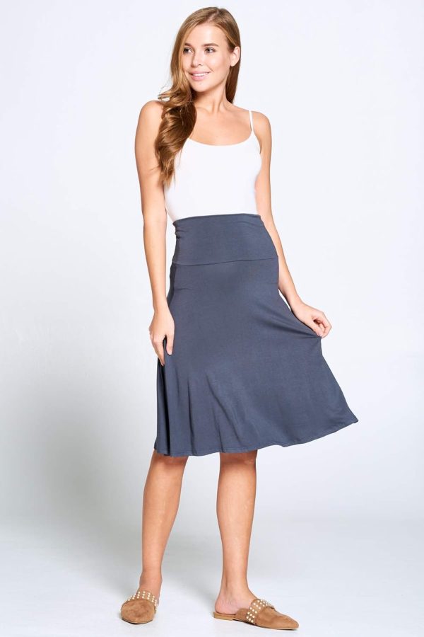 Popana Made in USA Womens Casual Knee Length A-Line Stretch Midi Skirt Plus Size - Image 3