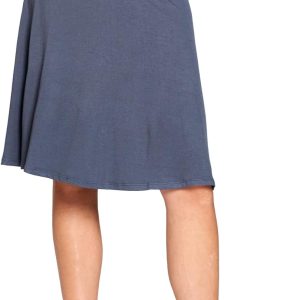 Popana Made in USA Womens Casual Knee Length A-Line Stretch Midi Skirt Plus Size