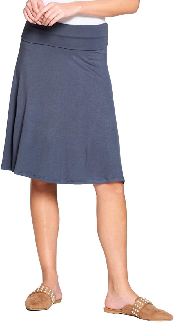 Popana Made in USA Womens Casual Knee Length A-Line Stretch Midi Skirt Plus Size
