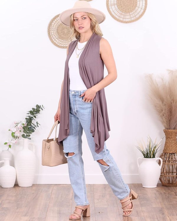 Popana Womens Sleeveless Lightweight Summer Open Front Long Duster Cardigan Vest Plus Size Made in USA - Image 4