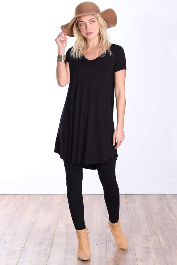 Popana Made in USA Short Sleeve Tunic Tops to Wear with Leggings Short Sleeve Shirts for Women - Loose Fit Womens Summer Tops - Image 2