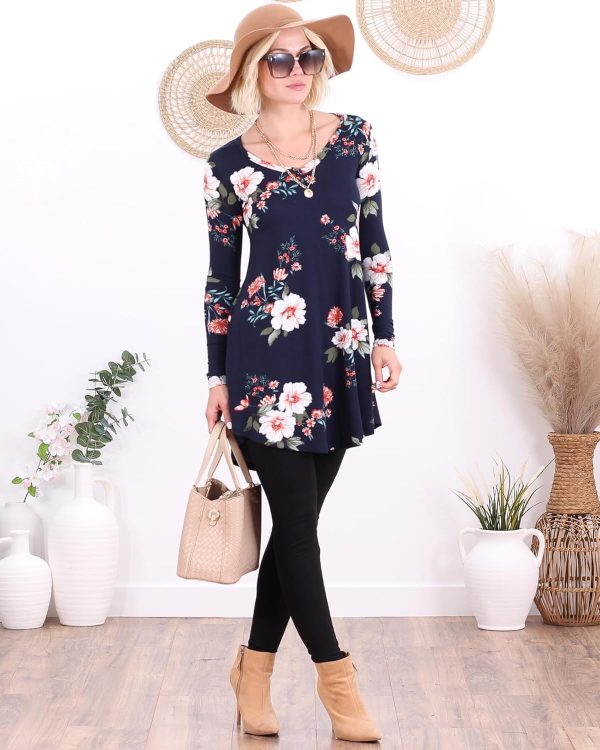 Popana Made in USA Womens Long Sleeve Tunic Tops to Wear with Leggings - Long Tunic Shirts for Women Loose Fit Dressy Casual - Image 2