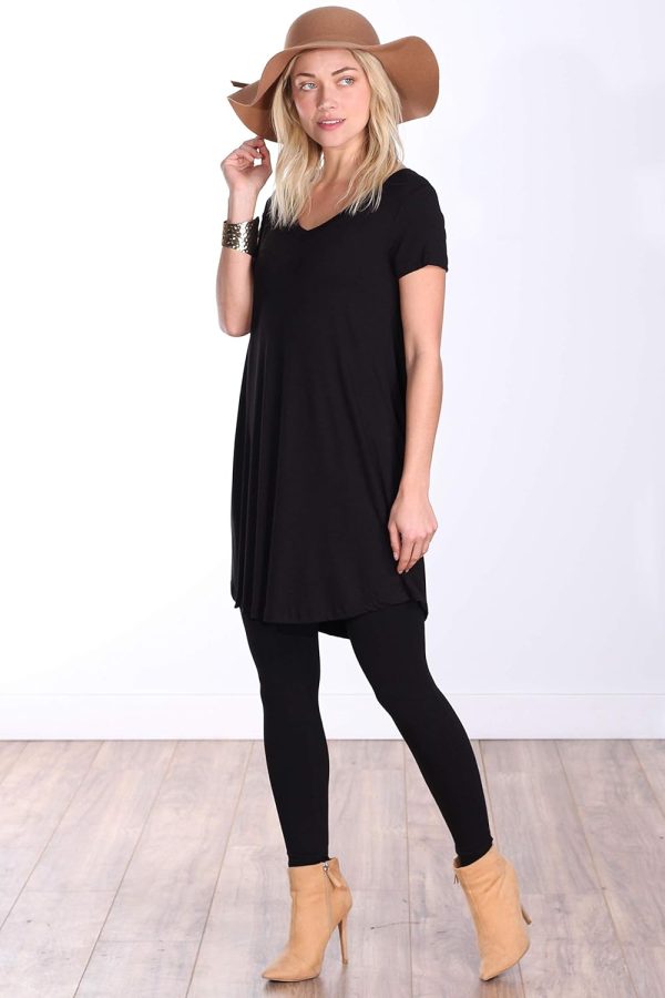 Popana Made in USA Short Sleeve Tunic Tops to Wear with Leggings Short Sleeve Shirts for Women - Loose Fit Womens Summer Tops - Image 3