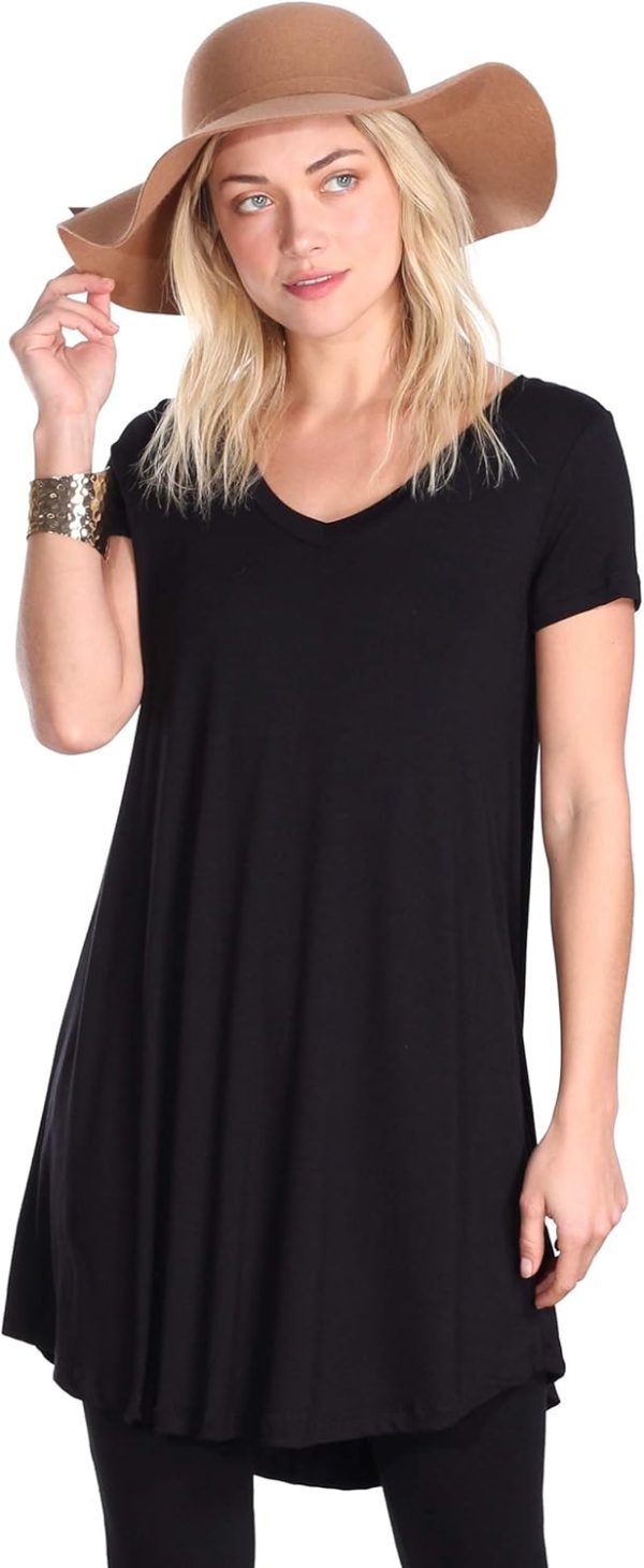 Popana Made in USA Short Sleeve Tunic Tops to Wear with Leggings Short Sleeve Shirts for Women - Loose Fit Womens Summer Tops