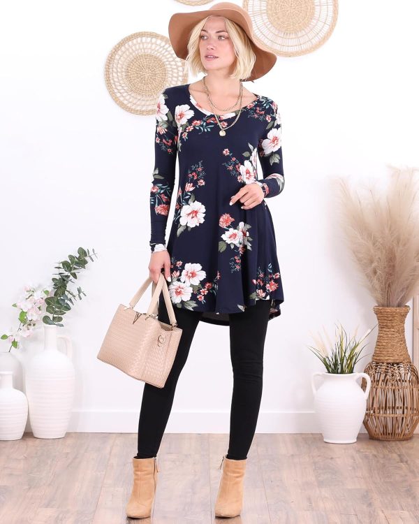 Popana Made in USA Womens Long Sleeve Tunic Tops to Wear with Leggings - Long Tunic Shirts for Women Loose Fit Dressy Casual - Image 3