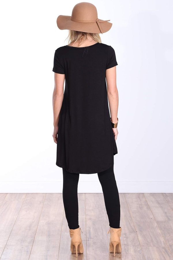 Popana Made in USA Short Sleeve Tunic Tops to Wear with Leggings Short Sleeve Shirts for Women - Loose Fit Womens Summer Tops - Image 4