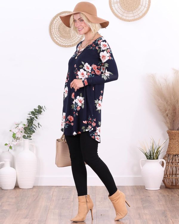 Popana Made in USA Womens Long Sleeve Tunic Tops to Wear with Leggings - Long Tunic Shirts for Women Loose Fit Dressy Casual - Image 5