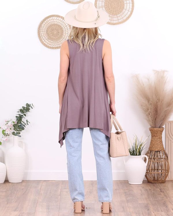 Popana Womens Sleeveless Lightweight Summer Open Front Long Duster Cardigan Vest Plus Size Made in USA - Image 6