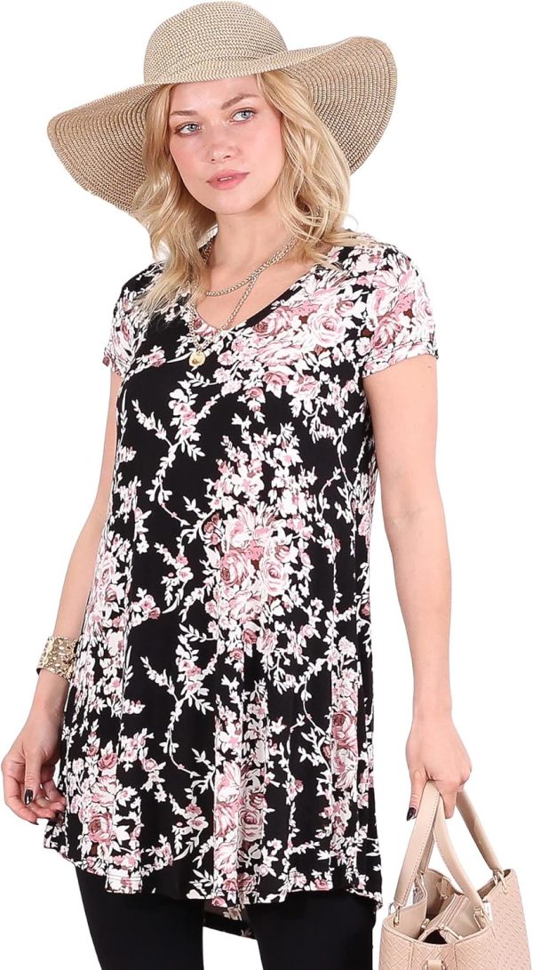 Popana Made in USA Short Sleeve Tunic Tops to Wear with Leggings Short Sleeve Shirts for Women - Loose Fit Womens Summer Tops - Image 5